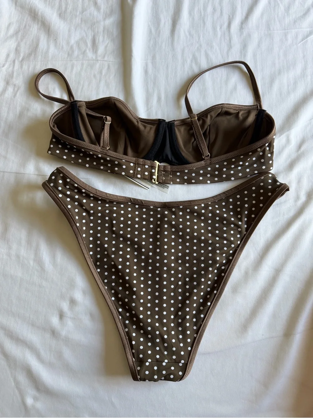 Frankie's Bikinis Brown Polka Dot Underwire Bikini